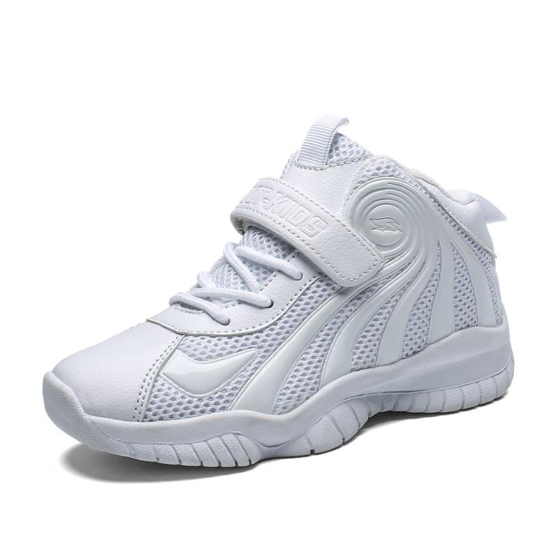 White basketball shoes for children, new summer sports shoes for boys, breathable and anti slip, primary school, middle school, and senior high school students, training girls