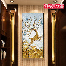数字油彩画 diy手绘填色大幅油画竖版玄关走廊 自油自画福鹿生财
