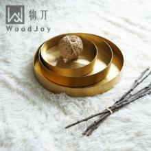 物丌加厚不锈钢盘子黄铜盘健康铜器餐盘蒸鸡蒸鱼铜盘圆铜盘子托盘