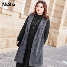 MsShe加大码女装2018新款秋装 麂皮绒橡筋收腰马甲外套M1843094图片