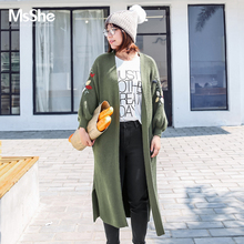 MsShe加大码女装2018新款冬装胖mm韩版绣花针织开衫外套M1740048图片