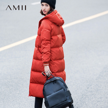 Amii女装2018秋冬装新款大码过膝韩版羽绒服女中长款外套潮图片