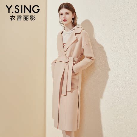 毛呢大衣女衣香丽影2018秋冬新款双面呢子100%羊毛大衣外套商品大图