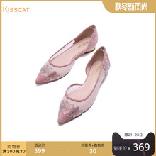 优雅尖头低跟空鞋 KA09195 羊绒面皮革时尚 接吻猫2019秋季新款