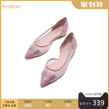 羊绒面皮革时尚 KA09195 优雅尖头低跟空鞋 接吻猫2019秋季新款