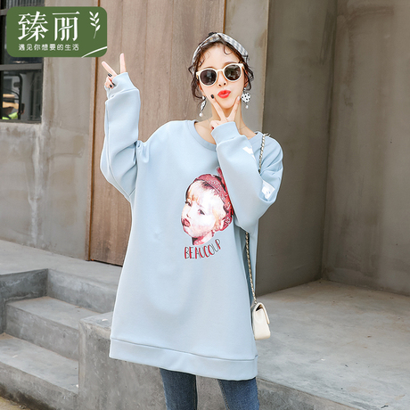 臻丽 2018新款冬装胖mm卫衣女韩版圆领套头衫大码女装胖妹妹宽松商品大图