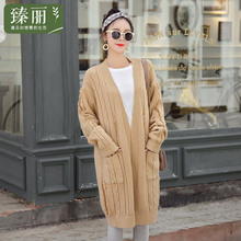 臻丽 2018新款大码女装冬装毛衣开衫宽松胖妹妹中长款针织衫遮肚图片