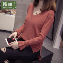 臻丽 2018新款胖妹妹纯色针织衫套头女上衣大码女装毛衣加大加肥图片