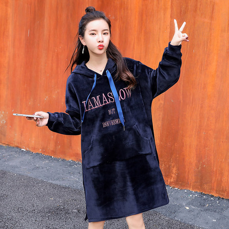臻丽 洋气冬装新款大码女装中长款连衣裙女遮肚子胖妹妹显瘦上衣商品大图