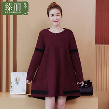 臻丽 2018新款胖妹妹秋装大码女装连衣裙中长款女上衣遮肚子显瘦图片