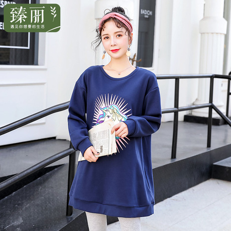 臻丽 2018新款大码女装冬季胖妹妹加绒卫衣可爱女上衣加大加肥商品大图