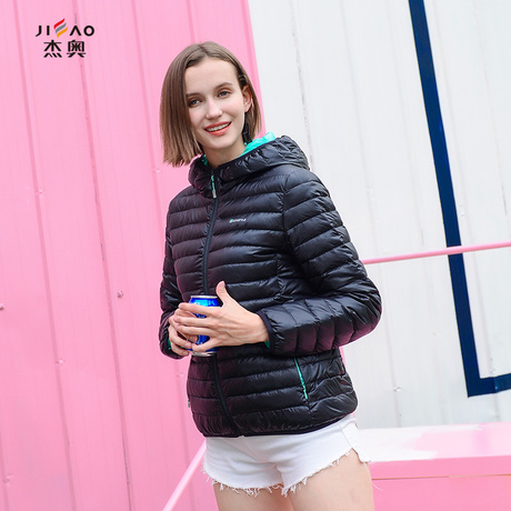 杰奥羽绒服女新款轻薄白鸭绒秋冬短款修身时尚学生简约韩版室内商品大图