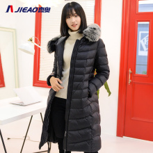 杰奥羽绒服女2018新款修身冬季中长款连帽狐狸毛领7981028图片