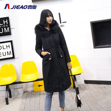 杰奥羽绒服2018新款过膝长款收腰显瘦时尚毛领7981012图片