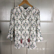 国内代购拉夏贝尔Candies2018春新款休闲印花雪纺衬衫女30081492图片