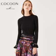 新款 套头圆领喇叭袖 miss COCOON2018冬装 毛衣打底针织衫 女装