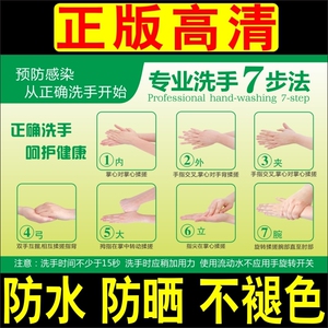 专业67七步洗手法挂图预防疾病知识宣传海报正确洗手法医院墙贴画