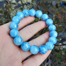 润蓝星球 巴西正品 海蓝宝手链女高品质深色海蓝宝水晶手串 天然