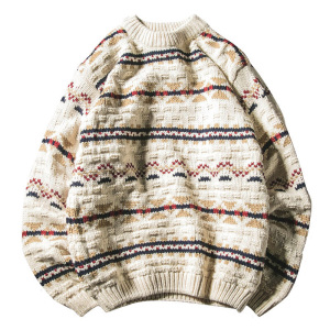 秋冬季日系民族拼接毛衣