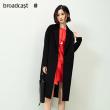 播 羊毛混纺大衣 2018秋季新品女装简约中长款毛呢大衣外套女图片