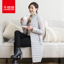 千仞岗2017秋冬新品中老年妈妈装羽绒服女中长款立领显瘦219052图片