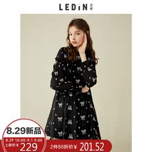乐町2018秋装新款女蝴蝶结绣花连衣裙ins超火雪纺裙超仙韩版A字裙图片