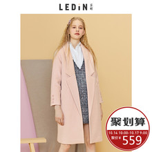 乐町毛呢外套2018秋季新款女装粉色呢子大衣过膝中长款甜美厚外套图片