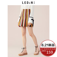 乐町ins超火潮流港风百搭时尚复古2018年新款彩条针织小短裙A字裙图片
