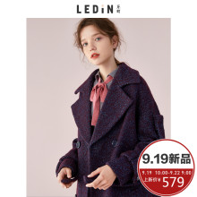 乐町2018冬装新款毛呢外套女学生中长款羊毛宽松复古厚飘带大衣图片