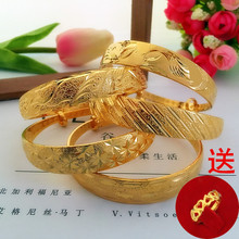 镀金沙金久不掉色仿金手镯女士满天星推拉款镯子沙金婚庆新娘饰品