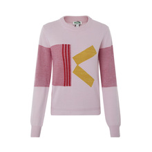 KENZO K字母拼接色块设计羊毛混纺套头女士针织衫/毛衣图片