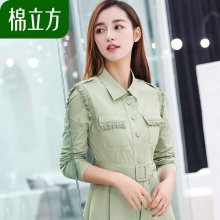 韩版小心机连衣裙棉立方2018新款通勤ol女装职业秋装收腰中长裙子图片
