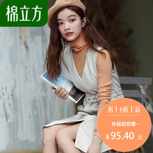 麂皮绒法式复古连衣裙秋冬季女2018新款棉立方中长款收腰时尚裙子图片