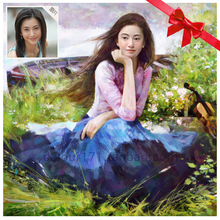 免邮 纯手绘肖像油画定制人物婚纱手绘油画结婚礼物送女友礼物
