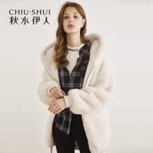 预售秋水伊人皮草2018冬装新款ins女装简约休闲连帽保暖外套女图片