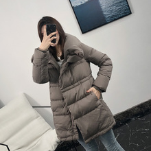 白鸭绒羽绒服外套女E8940 收腰中长款 韩版 M系列专柜清仓2019秋冬装