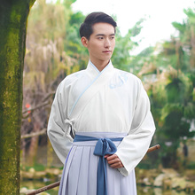 重回汉唐汉服男霜天月明原创日常中国风刺绣交领衣裳情侣春秋冬装