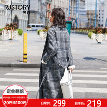 中长款格子毛呢外套女装秋冬季2018新款韩版潮直筒过膝呢子大衣图片
