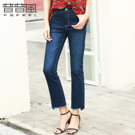 普普风2018夏装新款女装喇叭牛仔裤韩版百搭流苏九分牛仔裤12310L商品大图