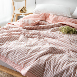 日式纯色格子空调被