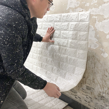 3d立体墙纸贴画背景墙泡沫白色仿砖纹壁纸砖块卧室家用防水服装