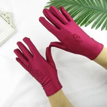 氨纶手套女薄款 弹力礼仪红白色手套春夏秋季护肤防晒绣花手套批发