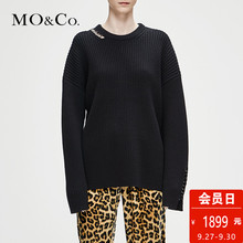 MOCO2018冬季新品个性圆领金属环扣羊毛毛衣MA184SWT318 摩安珂图片