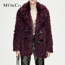 MOCO2018冬季新品翻领牛角扣毛绒外套MA184COT111 摩安珂图片