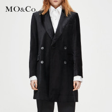 MOCO2018冬季新品中长款复古双排扣西装外套MA184COT106 摩安珂图片