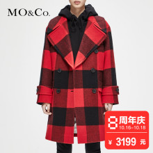 MOCO2018冬季新品复古格纹翻领外套MT184OVC103 摩安珂图片