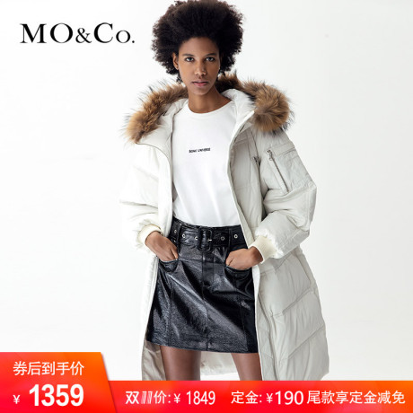MOCO冬季大毛领加厚羽绒服女中长款MA1641EIN09 摩安珂商品大图