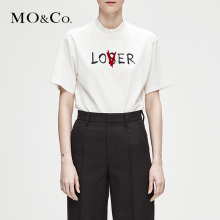 MOCO2018冬季新品个性字母标语印花纯棉T恤MA184TEE209 摩安珂图片