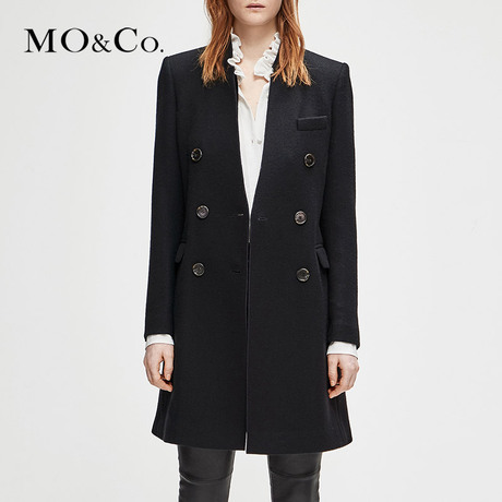 MOCO2018冬季新品双排扣中长西装外套MA184COT120 摩安珂商品大图