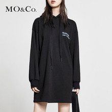 MOCO2018春季新品连帽中长款卡通卫衣连身裙MT181DRS201 摩安珂图片